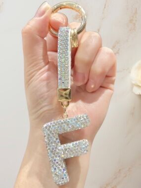 Letter F Bling Rhinestone Handbag Key Chain